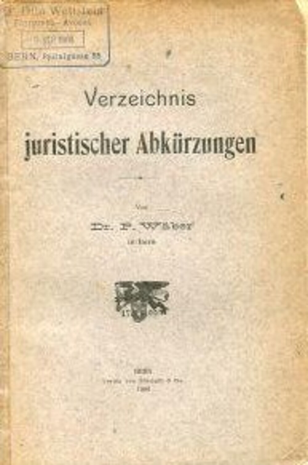 Cover für Verzeichnis juristischer Abkürzungen