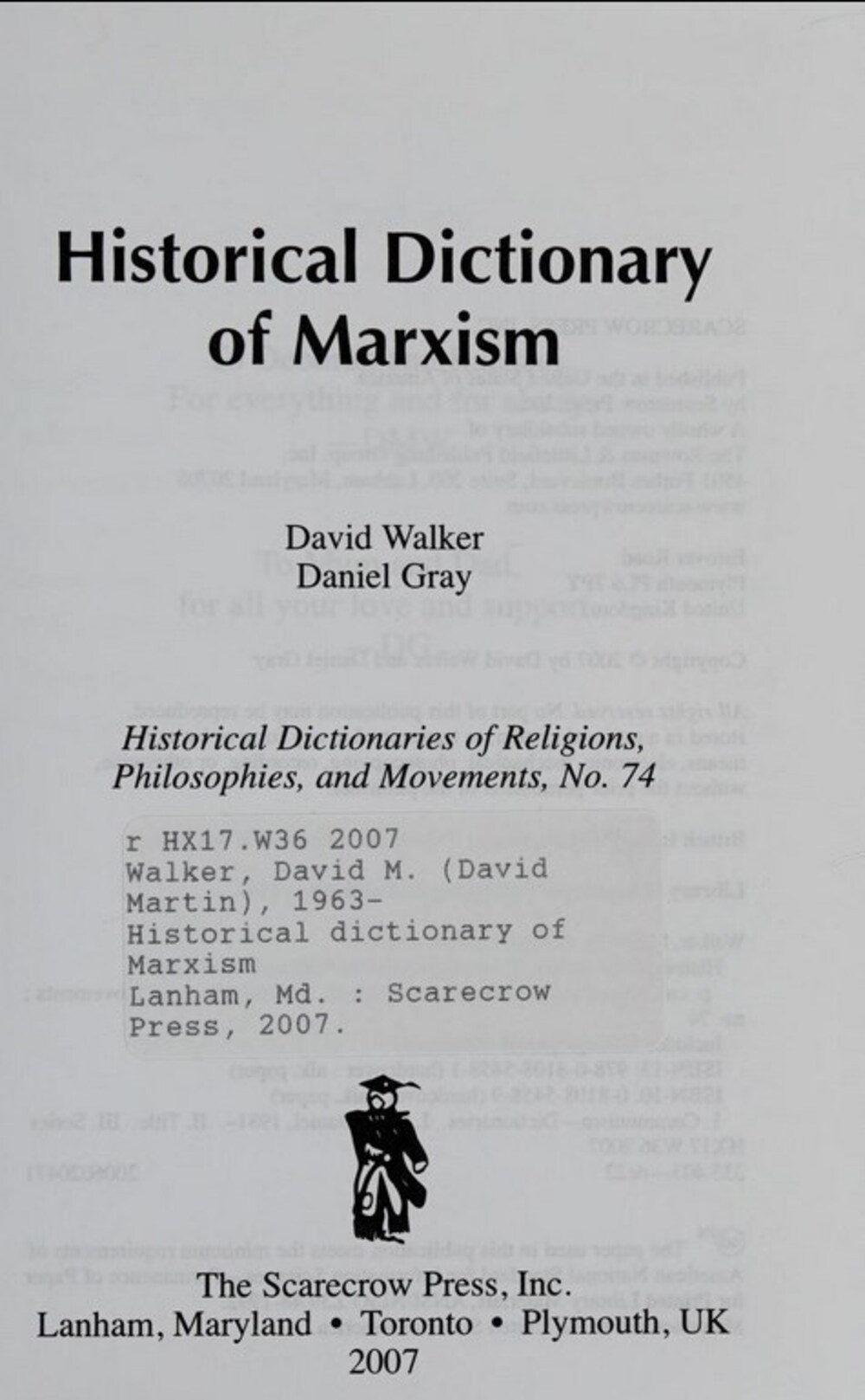 Cover für Historical dictionary of Marxism