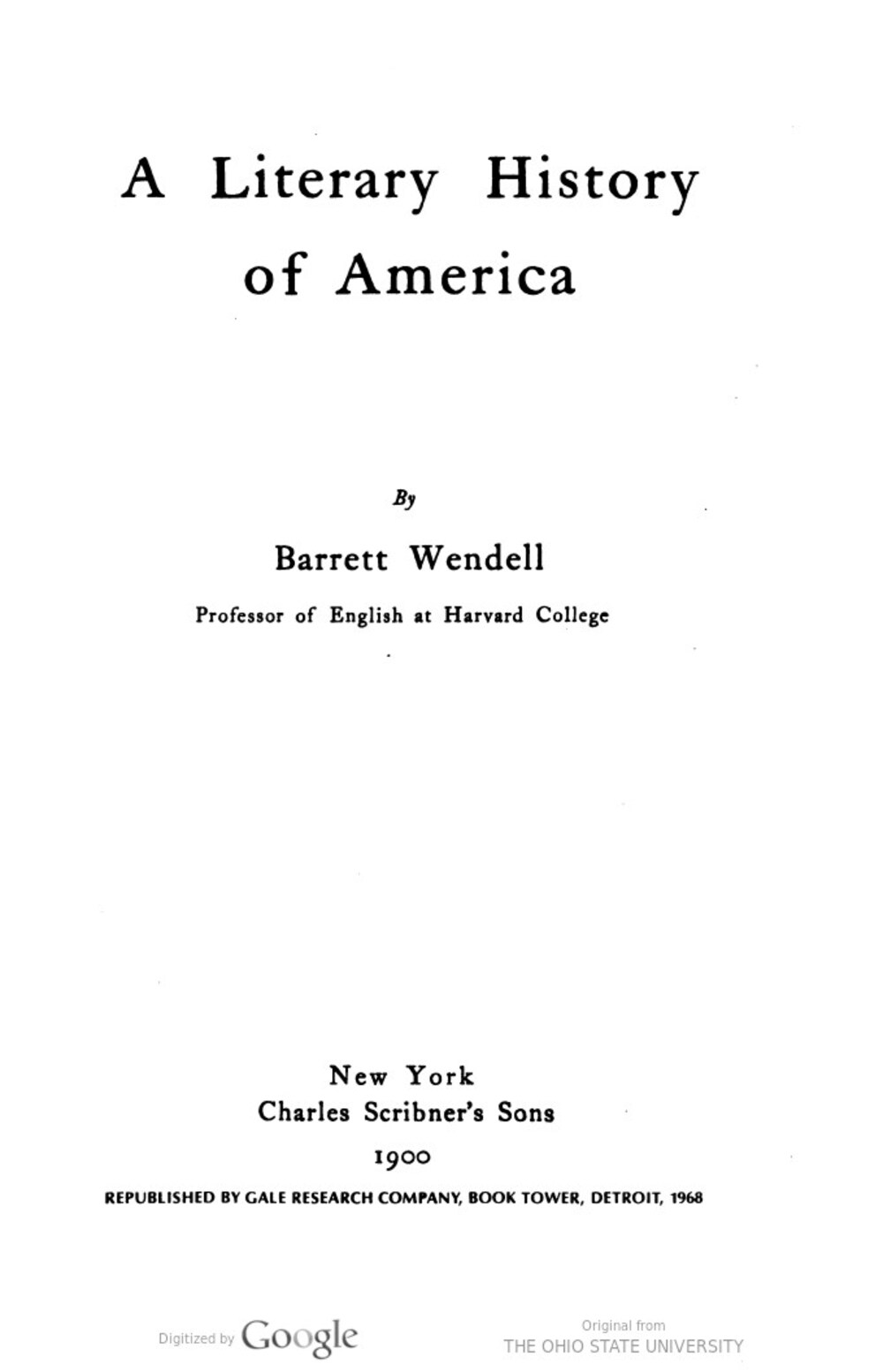 Cover für A literary history of America