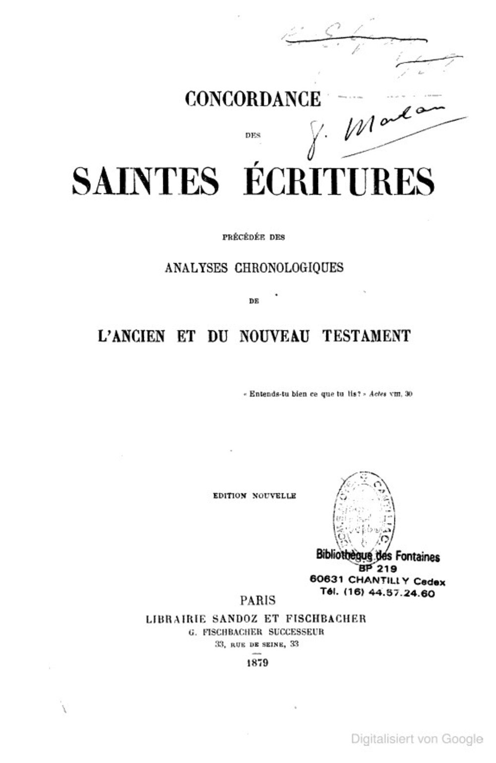 Cover für Concordance des saintes écritures