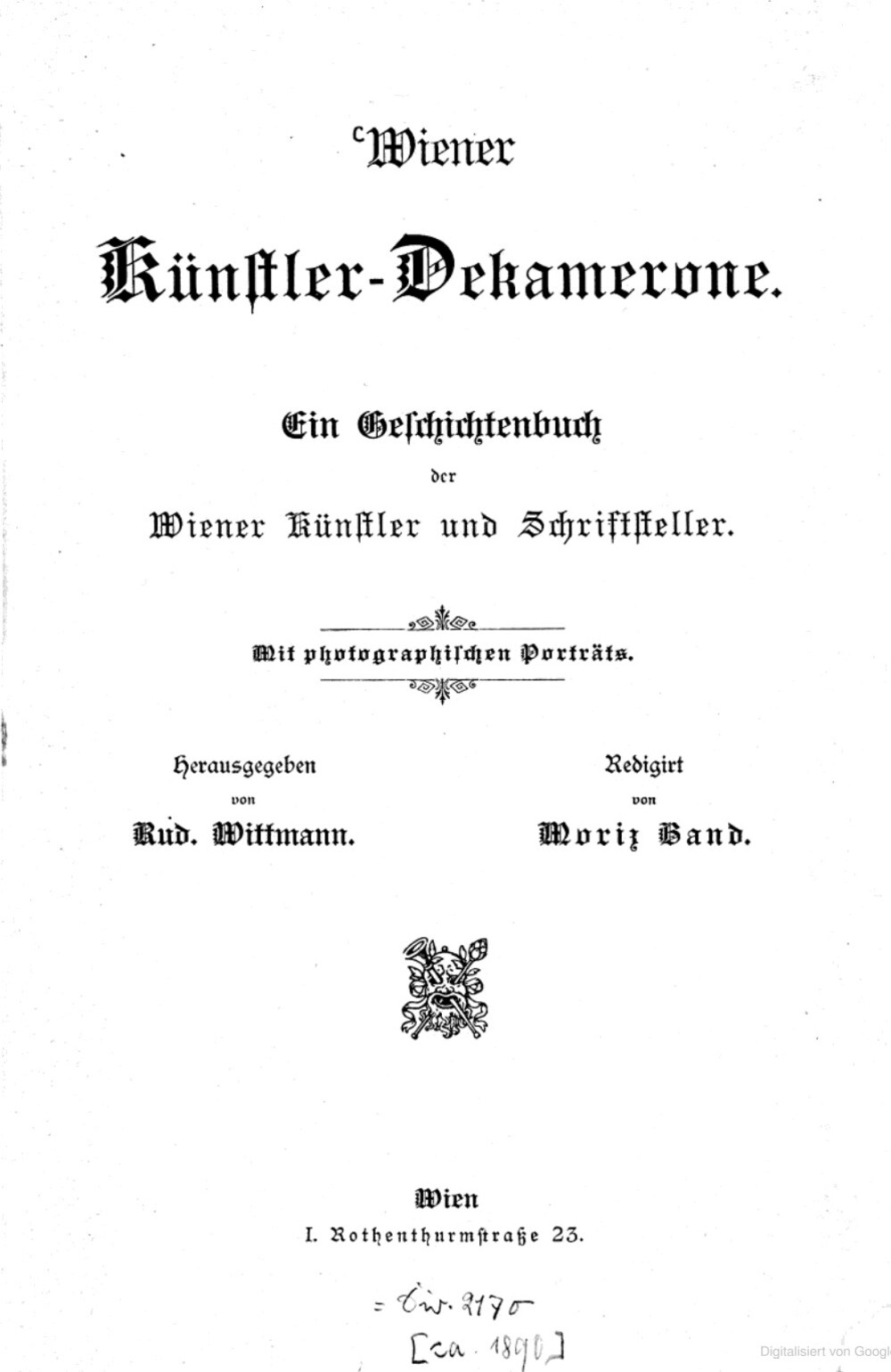 Cover für Wiener Künstler-Dekamerone