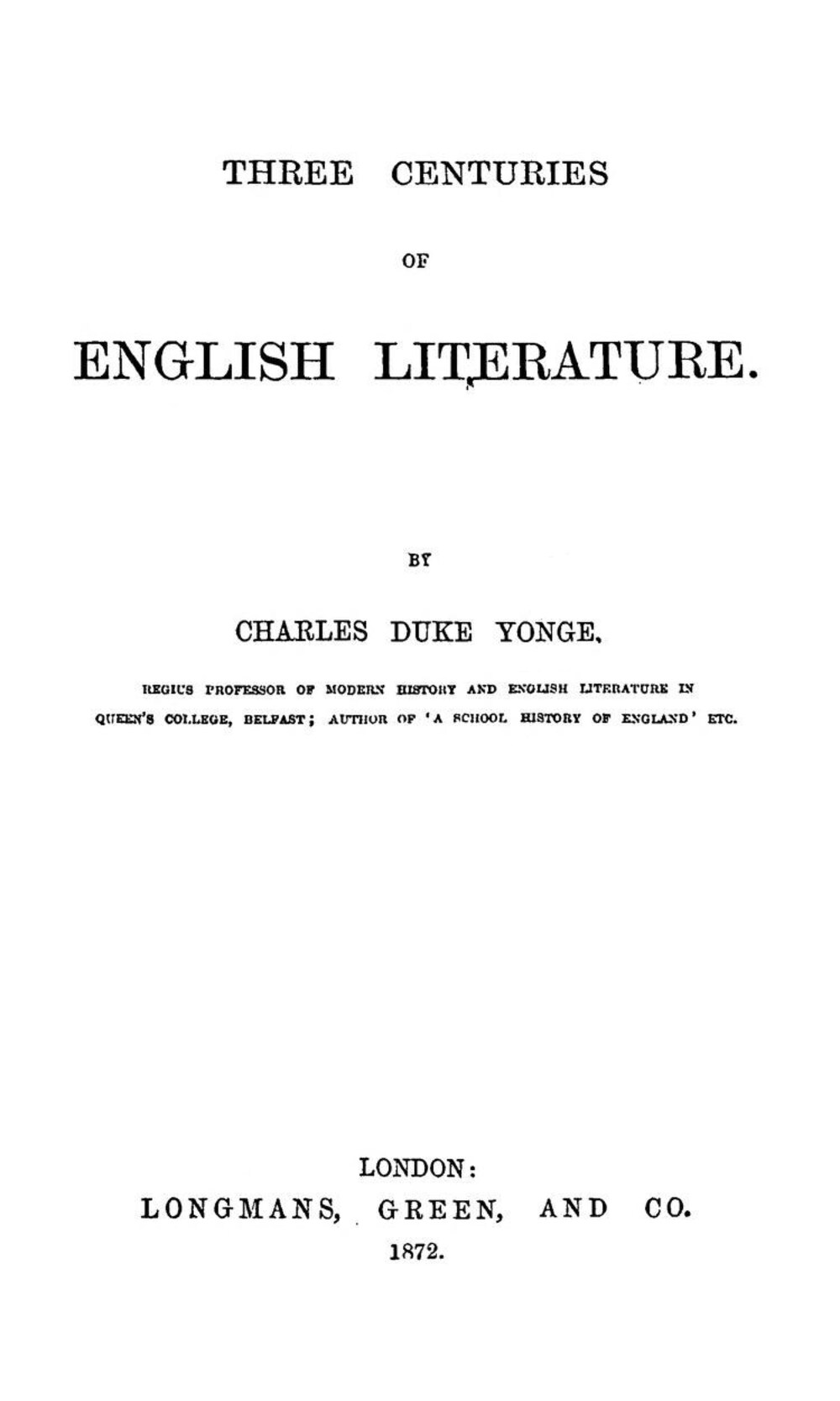 Cover für Three centuries of English literature
