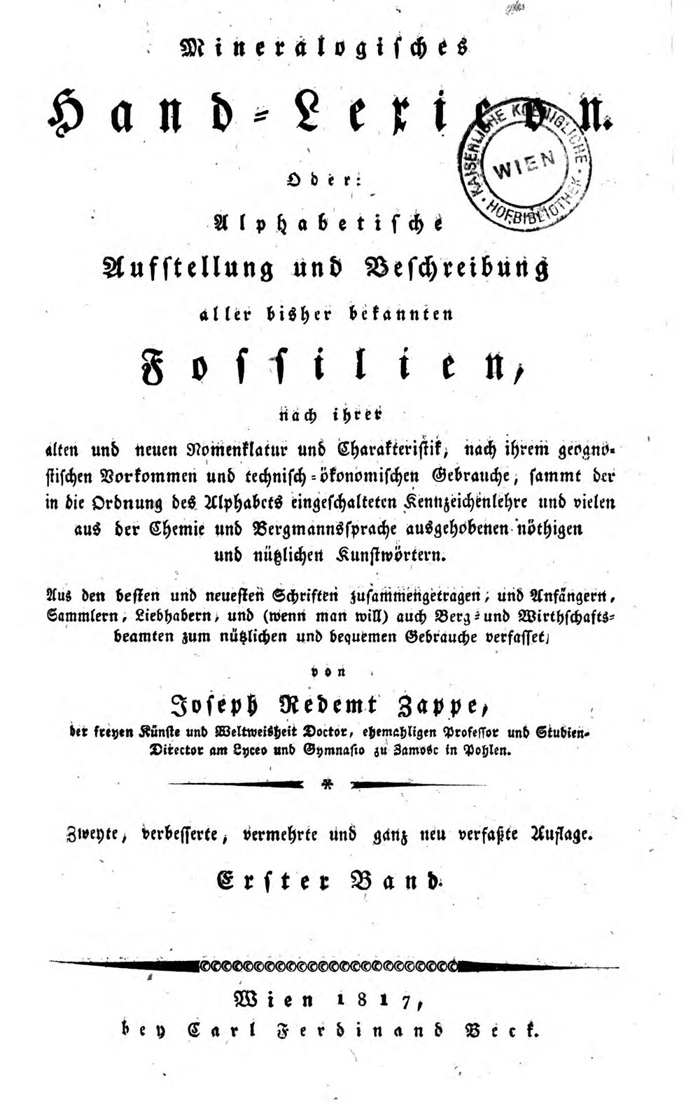 Cover für Mineralogisches Hand-Lexicon