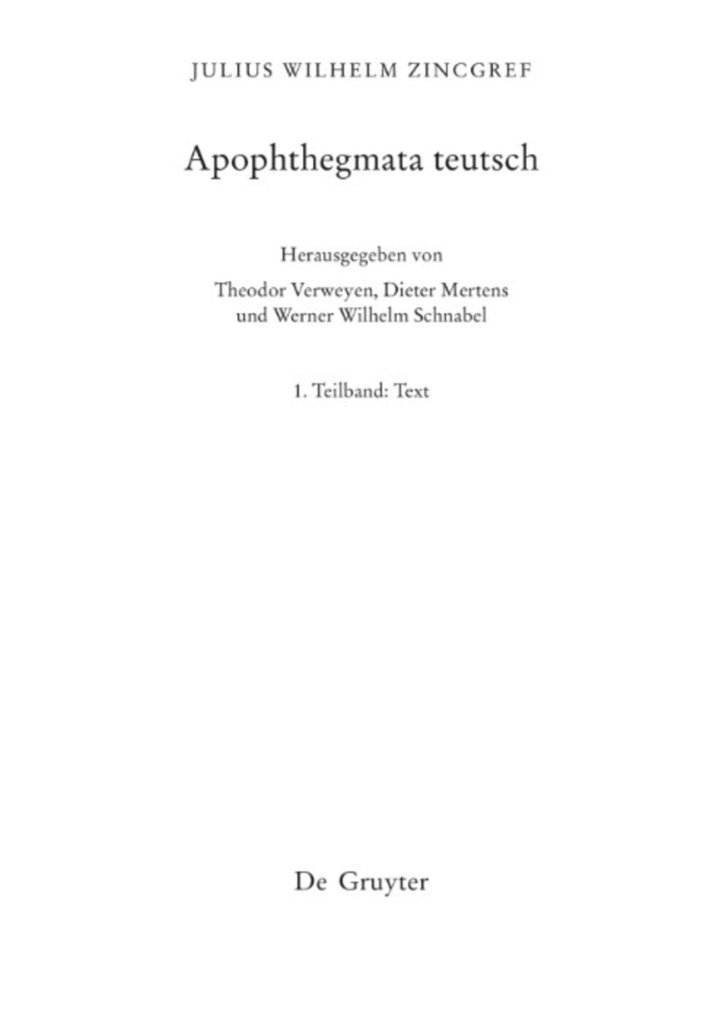 Cover für Apophthegmata teutsch