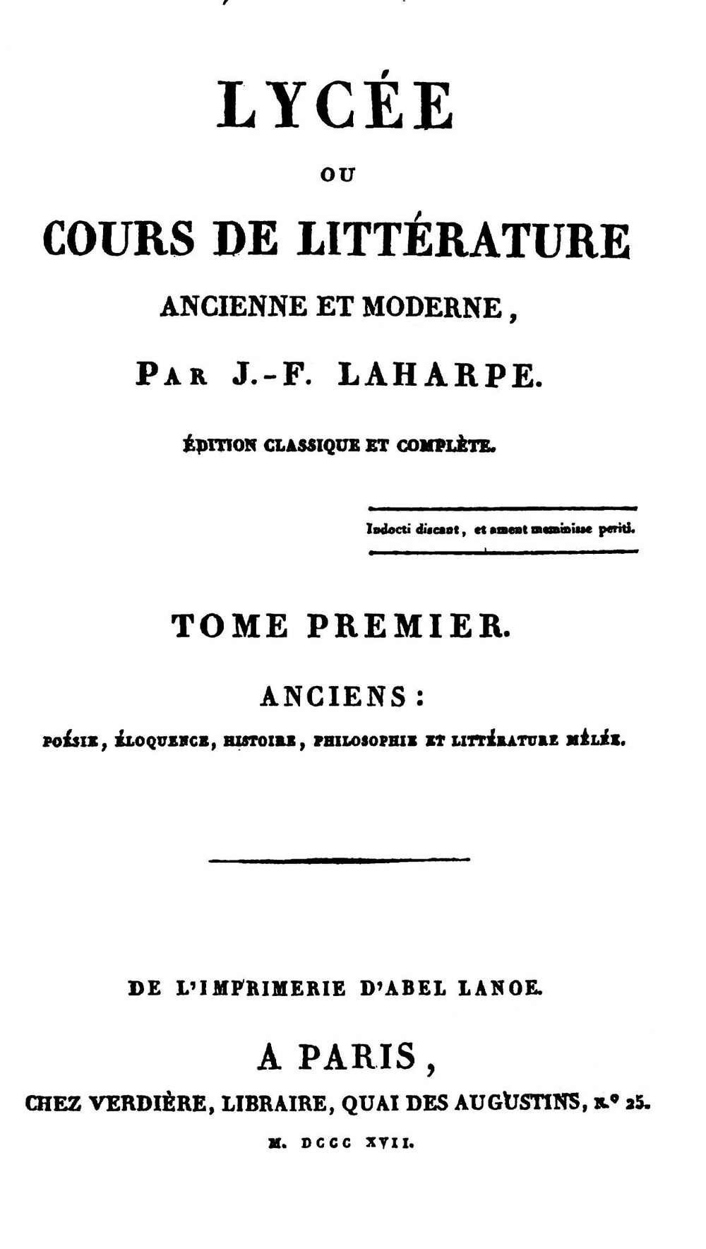 Cover für Lycée, ou Cours de littérature ancienne et moderne