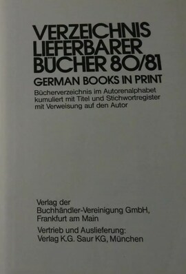 Cover: Verzeichnis lieferbarer Bücher (VLB) - Buchhändler-Vereinigung - 1971-2004