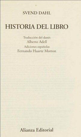 Cover: Historia del libro - Dahl, Svend - 2000