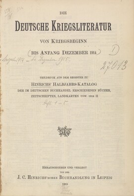 Cover: Die deutsche Kriegsliteratur - 1915-1916