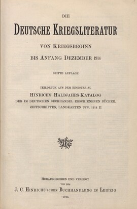 Cover: Die deutsche Kriegsliteratur - 1915-1916