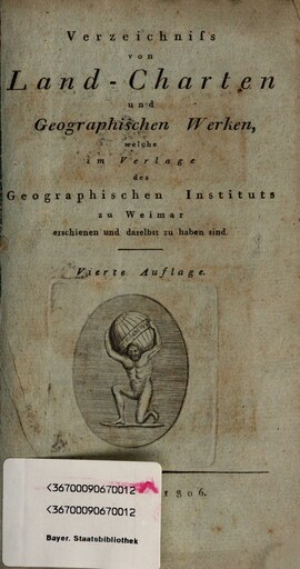 Cover: Verzeichniss von Land-Charten und geographischen Werken - Geographisches Institut zu Weimar - 1806