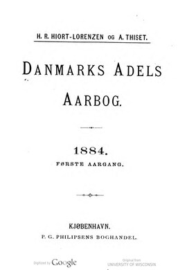 Cover: Danmarks adels aarbog - Hiort-Lorenzen, Rudolf - 1884