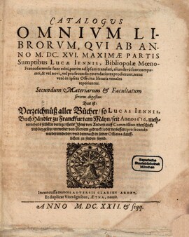 Cover: Catalogus omnium librorum - Jennis, Lucas - 1622