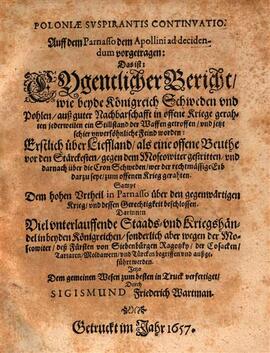 Cover: Poloniae suspirantis continuatio - Wartmann, Sigismund Friedrich - 1657