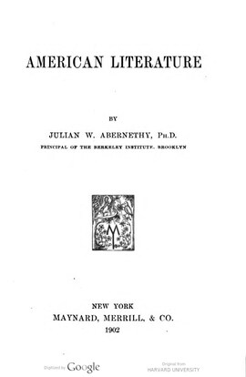 Cover: American literature - Abernethy, Julian Willis - 1902