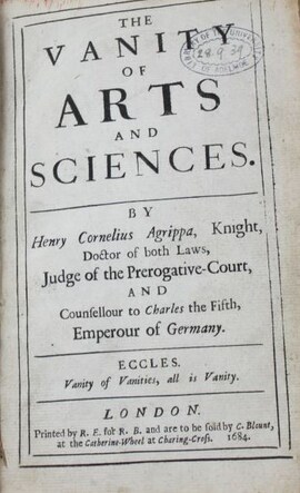 Cover: The vanity of arts and sciences - Agrippa von Nettesheim, Heinrich Cornelius - 1684