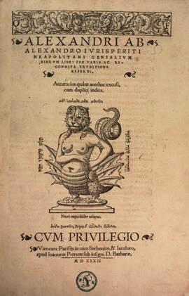 Cover: Genialium dierum libri sex, varia ac recondita eruditione referti - Alessandri, Alessandro - 1532