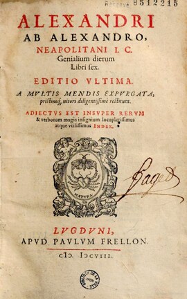 Cover: Genialium dierum libri sex - Alessandri, Alessandro - 1608