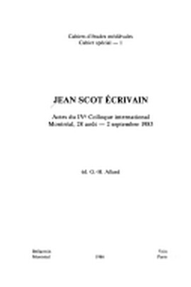 Cover: Jean Scot écrivain - Allard, Guy-H. - 1986