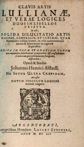 Cover: Clavis artis lullianae, et verae logices duos in libellos tributa - Alsted, Johann Heinrich - 1652