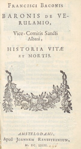 Cover: Historia vitae et mortis - Bacon, Francis - 1663