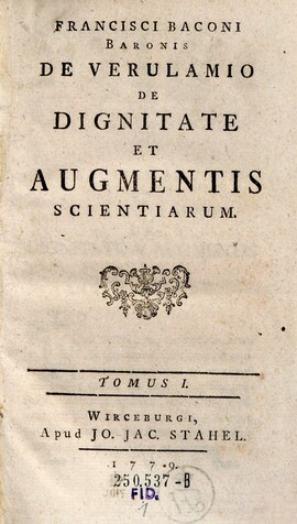 Cover: De dignitate et augmentis scientiarum - Bacon, Francis - 1779-1780