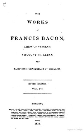 Cover: Instauratio magna - Bacon, Francis - 1819