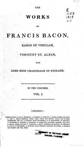 Cover: The works - Bacon, Francis - 1819
