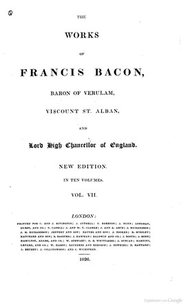 Cover: Instauratio magna - Bacon, Francis - 1826
