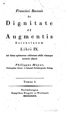 Cover: De dignitate et augmentis scientiarum, libri IX - Bacon, Francis - 1829