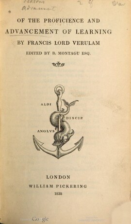 Cover: Of the proficience and advancement of learning - Bacon, Francis - 1838