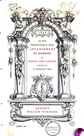 Cover: Of the proficience and advancement of learning - Bacon, Francis - 1840