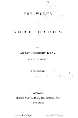 Cover: The works - Bacon, Francis - 1879