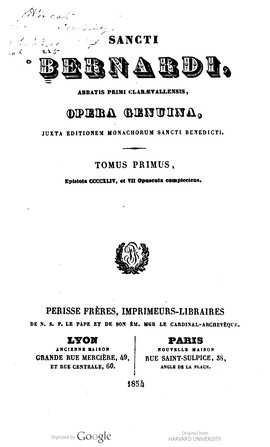 Cover: Libri quinque de consideratione - Bernhard von Clairvaux - 1854