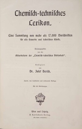 Cover: Chemisch-technisches Lexikon - Bersch, Josef - 1894