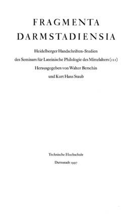 Cover: Fragmenta Darmstadiensia - Berschin, Walter - 1997