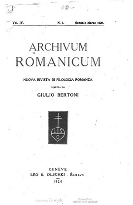 Cover: Un manoscritto dell'Image du monde - Bertoni, Giulio - 1920