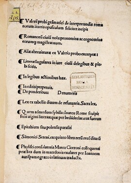 Cover: Ex quinto libro rerum reconditarum - Serenus Sammonicus - 1502