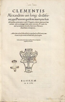 Cover: Stromatum - Clemens von Alexandria - 1556