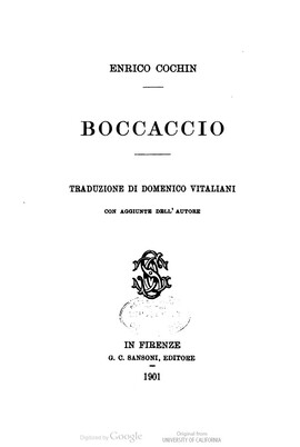 Cover: Boccaccio - Cochin, Henri - 1901