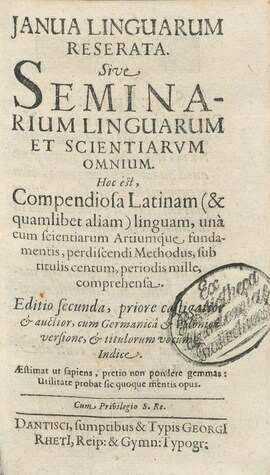 Cover: Janua linguarum reserata - Comenius, Johann Amos - 1633