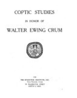 Cover: Coptic studies in honor of Walter Ewing Crum - 1950