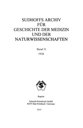 Cover: Die Medizin im Speculum maius des Vincentius von Beauvais - Creutz, Rudolf - 1938