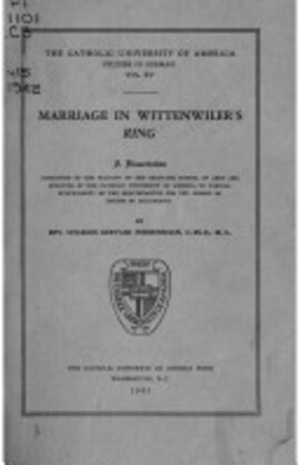 Cover: Marriage in Wittenwiler's Ring - Fehrenbach, Charles Gervase - 1941