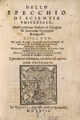 Cover: Dello specchio di scientia universale - Fioravanti, Leonardo - 1567