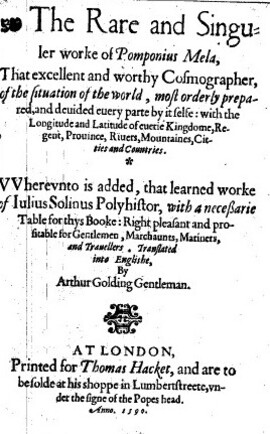 Cover: Worke of Iulius Solinus Polyhistor - Solinus, Gaius Iulius - 1590