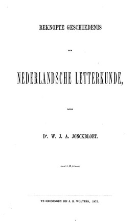 Cover: Beknopte geschiedenis der Nederlandsche letterkunde - Jonckbloet, Willem Jozef Andries - 1872