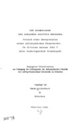 Cover: Die Kosmologie des Johannes Scottus Eriugena - Kaldenbach, Gisela - 1963