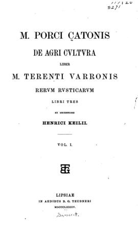 Cover: Rerum rusticarum libri tres - Varro, Marcus Terentius - 1882-1902
