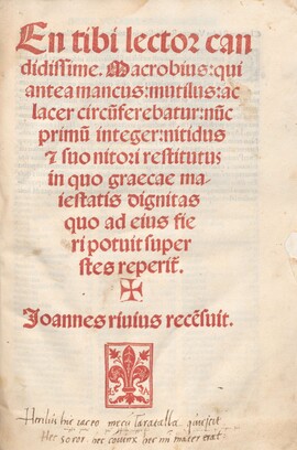 Cover: Diei Saturnaliorum - Macrobius, Ambrosius Aurelius Theodosius - 1513