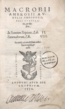 Cover: Diei Saturnaliorum - Macrobius, Ambrosius Aurelius Theodosius - 1550